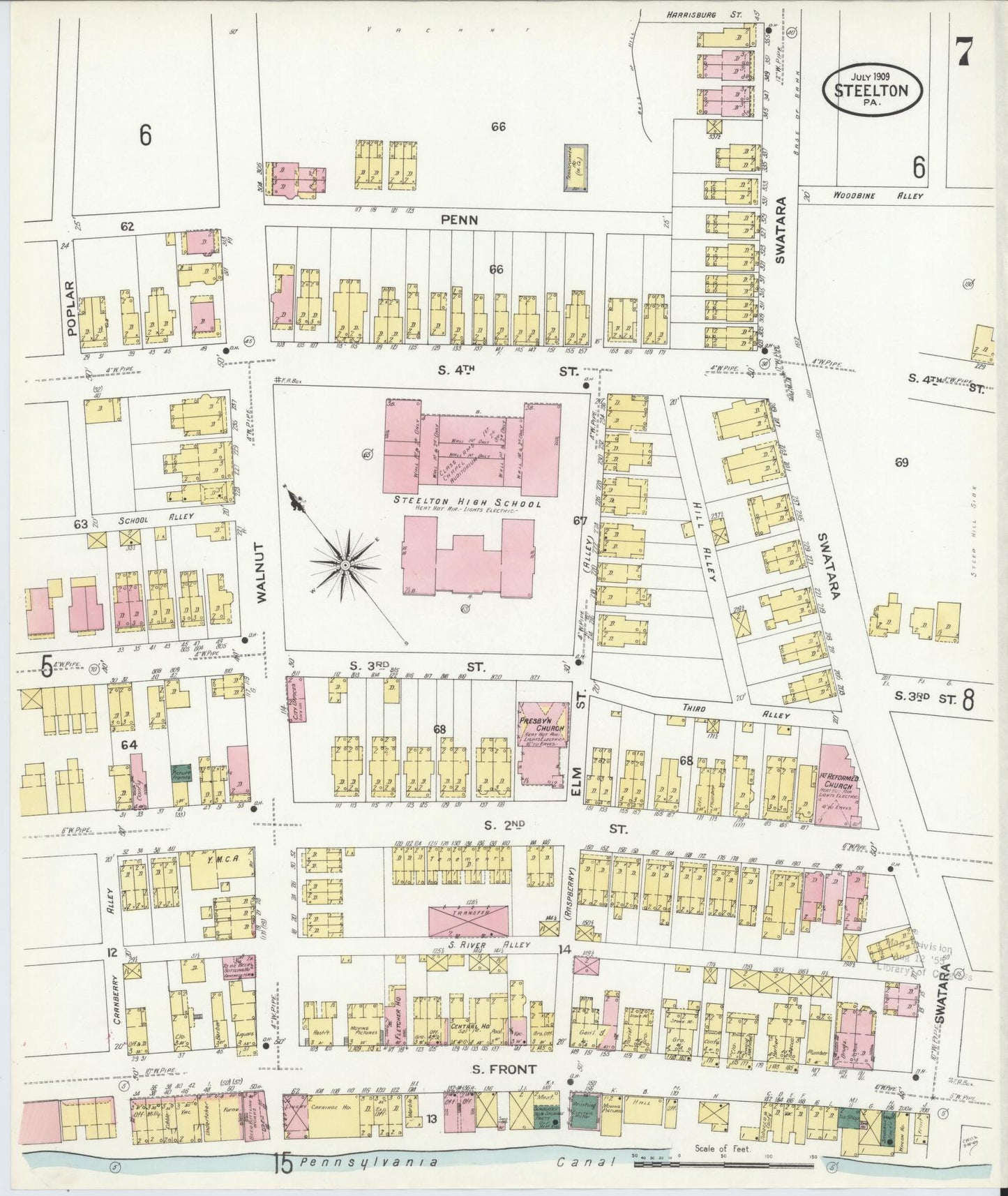 Sanborn Fire Insurance Map from Steelton, Dauphin County, Pennsylvania (1909), Sheet #0007 - Complete Map Set gallery image, historic Sanborn map, vintage wall art, Pennsylvania Pennsylvania
