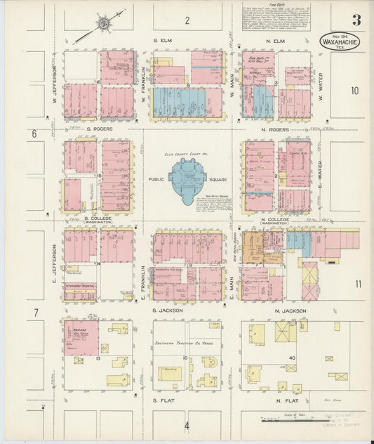 Sanborn Fire Insurance Map from Waxahachie, Ellis County, Texas (1914), Sheet #0003 - Historic Sanborn Fire Insurance Map Print, vintage old map wall art, antique decor, genealogy gift, Texas Texas map