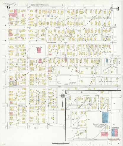 Sanborn Fire Insurance Map from Noblesville, Hamilton County, Indiana (1933), Sheet #0006 - Historic Sanborn Fire Insurance Map Print, vintage old map wall art, antique decor, genealogy gift, Indiana Indiana map