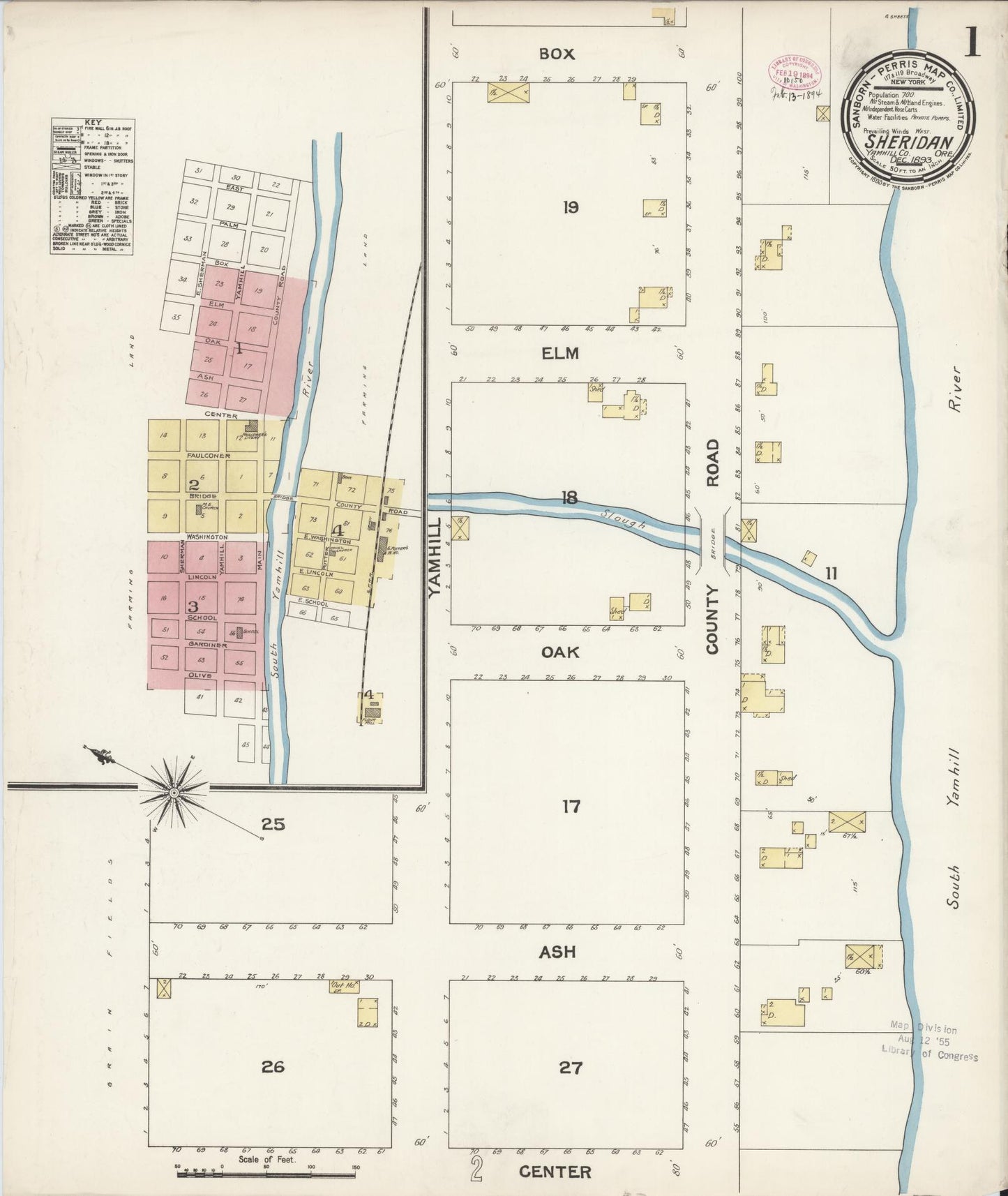 Sanborn Fire Insurance Map from Sheridan, Yamhill County, Oregon (1893), Sheet #0001 - Complete Map Set gallery image, historic Sanborn map, vintage wall art, Oregon Oregon