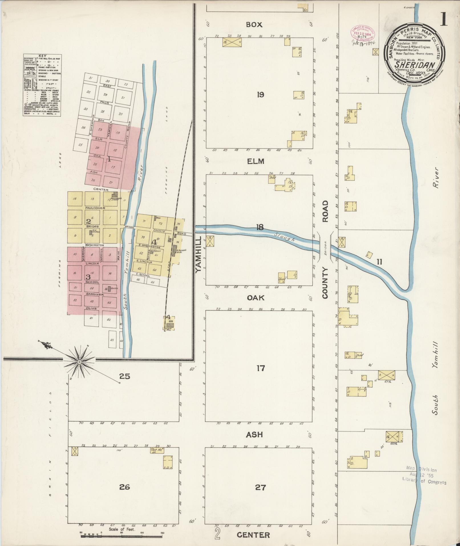 Sanborn Fire Insurance Map from Sheridan, Yamhill County, Oregon (1893), Sheet #0001 - Complete Map Set gallery image, historic Sanborn map, vintage wall art, Oregon Oregon