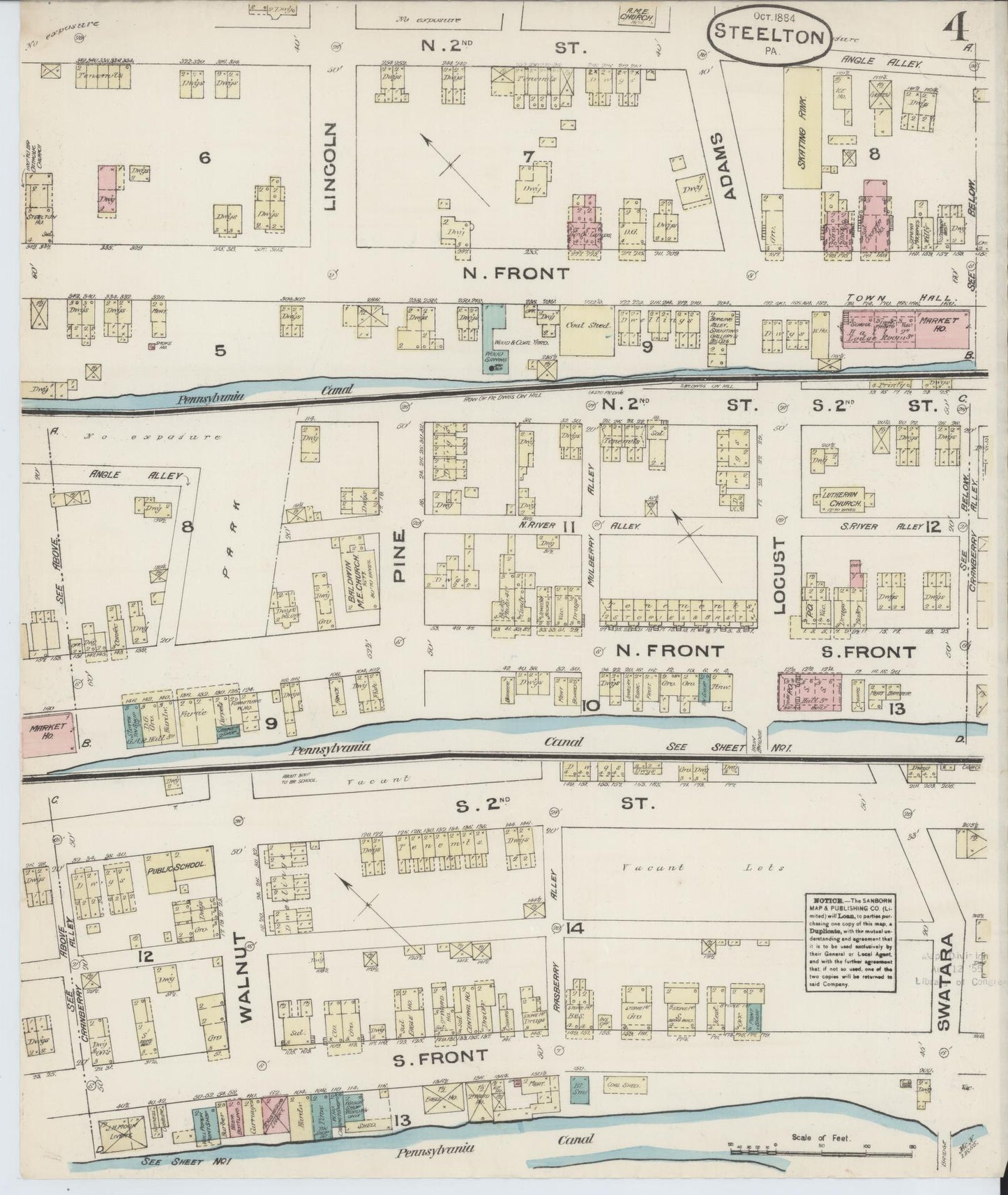 Sanborn Fire Insurance Map from Steelton, Dauphin County, Pennsylvania (1884), Sheet #0004 - Complete Map Set gallery image, historic Sanborn map, vintage wall art, Pennsylvania Pennsylvania