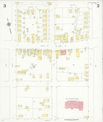 Sanborn Fire Insurance Map from West Columbia, Brazoria County, Texas (1936), Sheet #0003 - Complete Map Set gallery image, historic Sanborn map, vintage wall art, Texas Texas