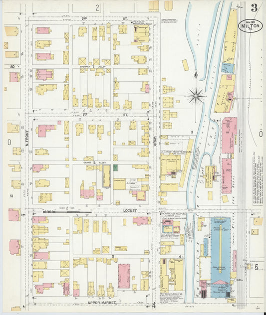 Sanborn Fire Insurance Map from Milton, Northumberland County, Pennsylvania (1901), Sheet #0003 - Historic Sanborn Fire Insurance Map Print, vintage old map wall art, antique decor, genealogy gift, Pennsylvania Pennsylvania map
