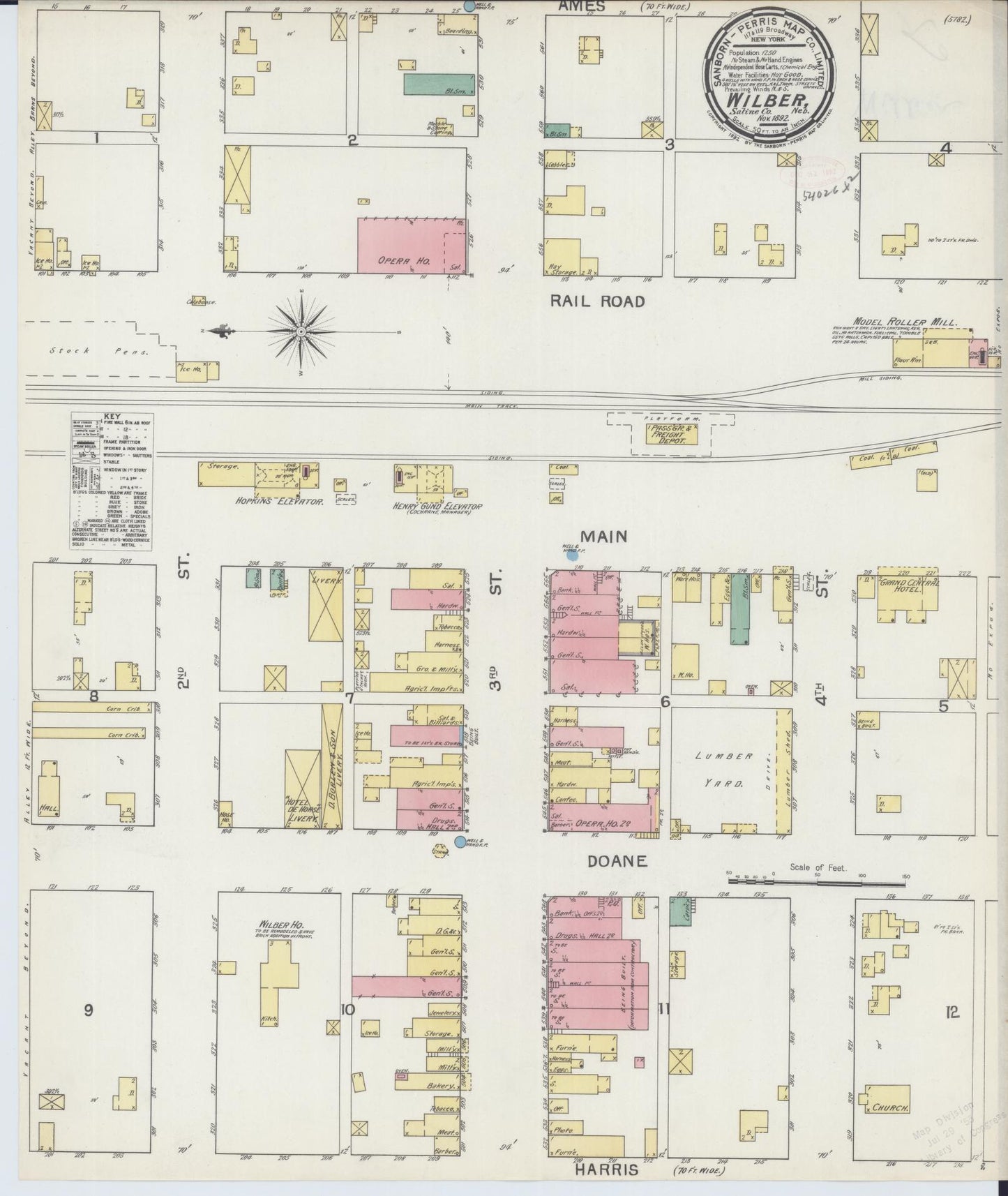Sanborn Fire Insurance Map from Wilber, Saline County, Nebraska (1892), Sheet #0001 - Historic Sanborn Fire Insurance Map Print, vintage old map wall art, antique decor, genealogy gift, Nebraska Nebraska map