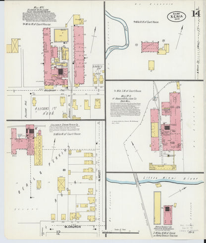Sanborn Fire Insurance Map from Xenia, Greene County, Ohio (1901), Sheet #0014 - Complete Map Set gallery image, historic Sanborn map, vintage wall art, Ohio Ohio