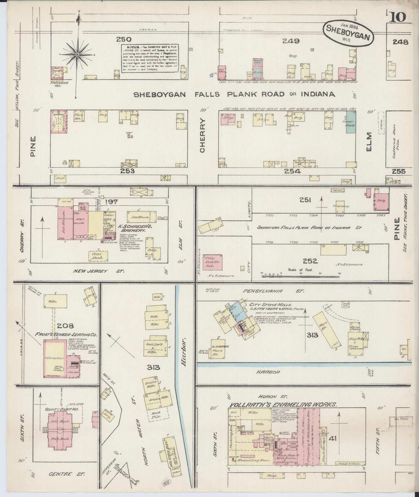 Sanborn Fire Insurance Map from Sheboygan, Sheboygan County, Wisconsin (1884), Sheet #0010 - Complete Map Set gallery image, historic Sanborn map, vintage wall art, Wisconsin Wisconsin