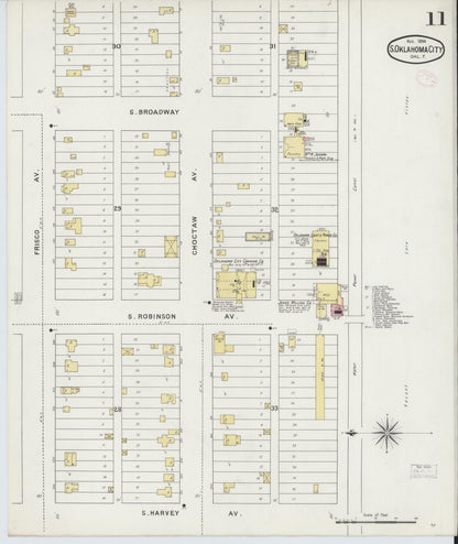 Sanborn Fire Insurance Map from Oklahoma City, Oklahoma County, Oklahoma (1894), Sheet #0011 - Complete Map Set gallery image, historic Sanborn map, vintage wall art, Oklahoma City Oklahoma