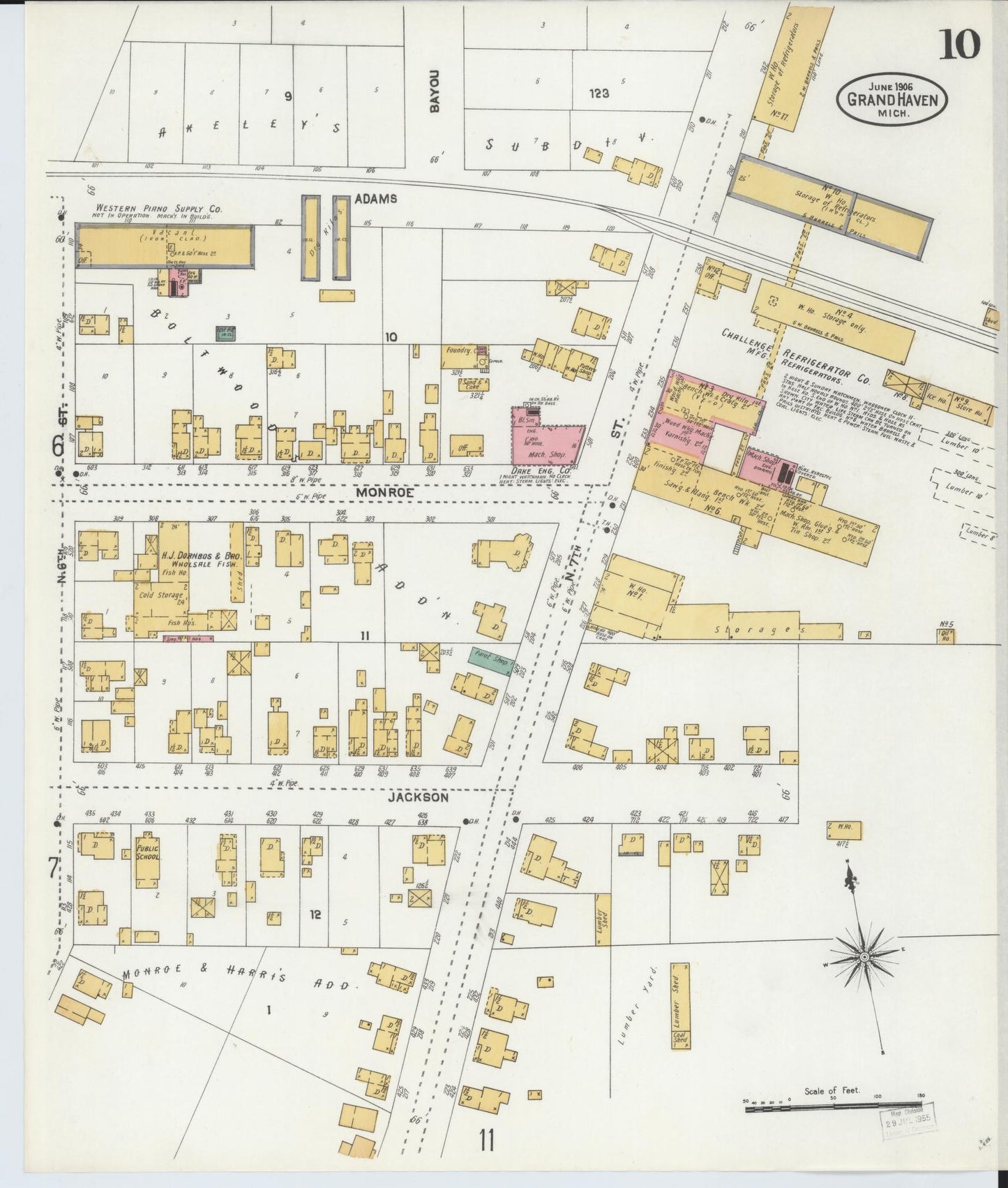 Sanborn Fire Insurance Map from Grand Haven, Ottawa County, Michigan (1906), Sheet #0010 - Complete Map Set gallery image, historic Sanborn map, vintage wall art, Michigan Michigan