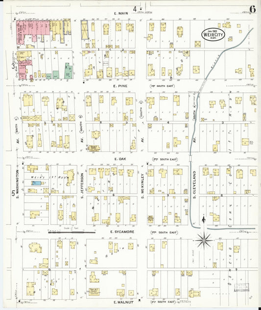 Sanborn Fire Insurance Map from Weir, Cherokee County, Kansas (1909), Sheet #0006 - Historic Sanborn Fire Insurance Map Print, vintage old map wall art, antique decor, genealogy gift, Kansas Kansas map