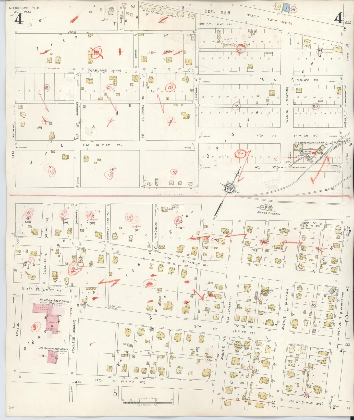 Sanborn Fire Insurance Map from McGregor, McLennan County, Texas (1942), Sheet #0004 - Historic Sanborn Fire Insurance Map Print, vintage old map wall art, antique decor, genealogy gift, Texas Texas map