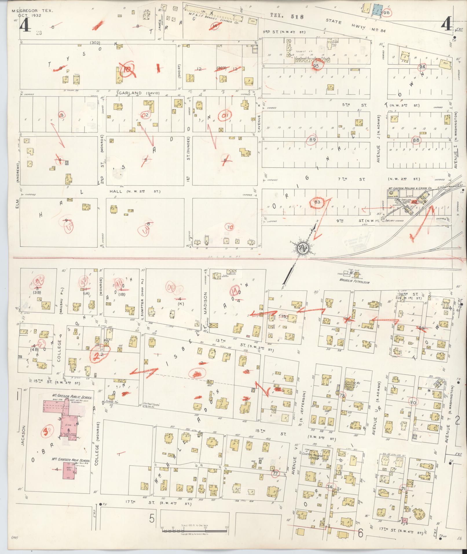 Sanborn Fire Insurance Map from McGregor, McLennan County, Texas (1942), Sheet #0004 - Historic Sanborn Fire Insurance Map Print, vintage old map wall art, antique decor, genealogy gift, Texas Texas map