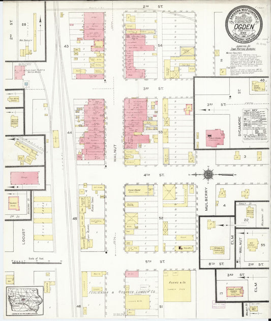 Sanborn Fire Insurance Map from Ogden, Boone County, Iowa (1916), Sheet #0001 - Historic Sanborn Fire Insurance Map Print, vintage old map wall art