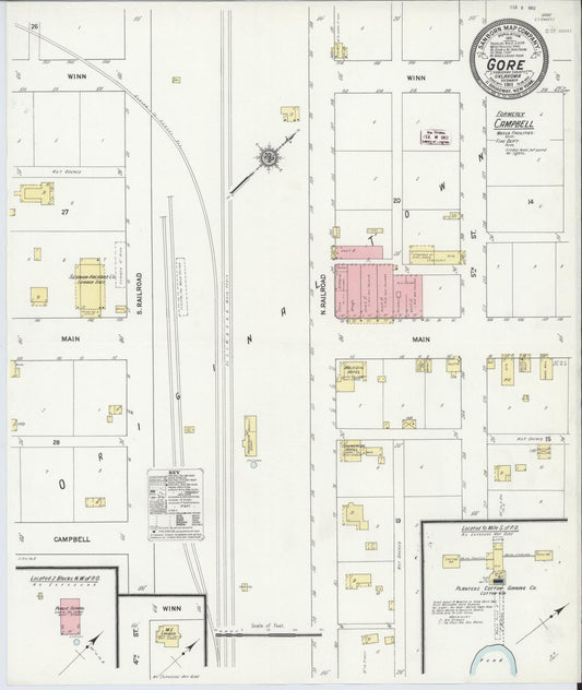 Sanborn Fire Insurance Map from Gore, Sequoyah County, Oklahoma (1911), Sheet #0001 - Historic Sanborn Fire Insurance Map Print, vintage old map wall art, antique decor, genealogy gift, Oklahoma Oklahoma map