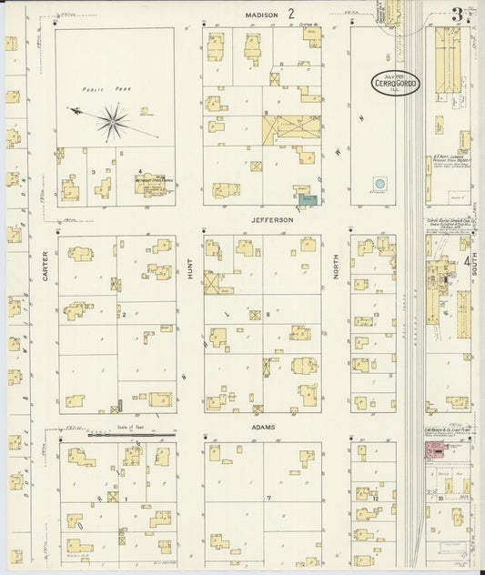 Sanborn Fire Insurance Map from Cerro Gordo, Piatt County, Illinois (1909), Sheet #0003 - Historic Sanborn Fire Insurance Map Print, vintage old map wall art, antique decor, genealogy gift, Illinois Illinois map