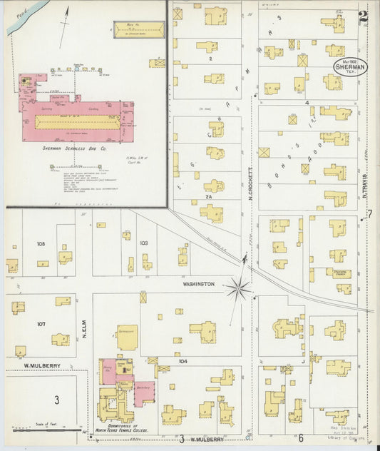 Sanborn Fire Insurance Map from Sherman, Grayson County, Texas (1902), Sheet #0002 - Historic Sanborn Fire Insurance Map Print, vintage old map wall art, antique decor, genealogy gift, Texas Texas map