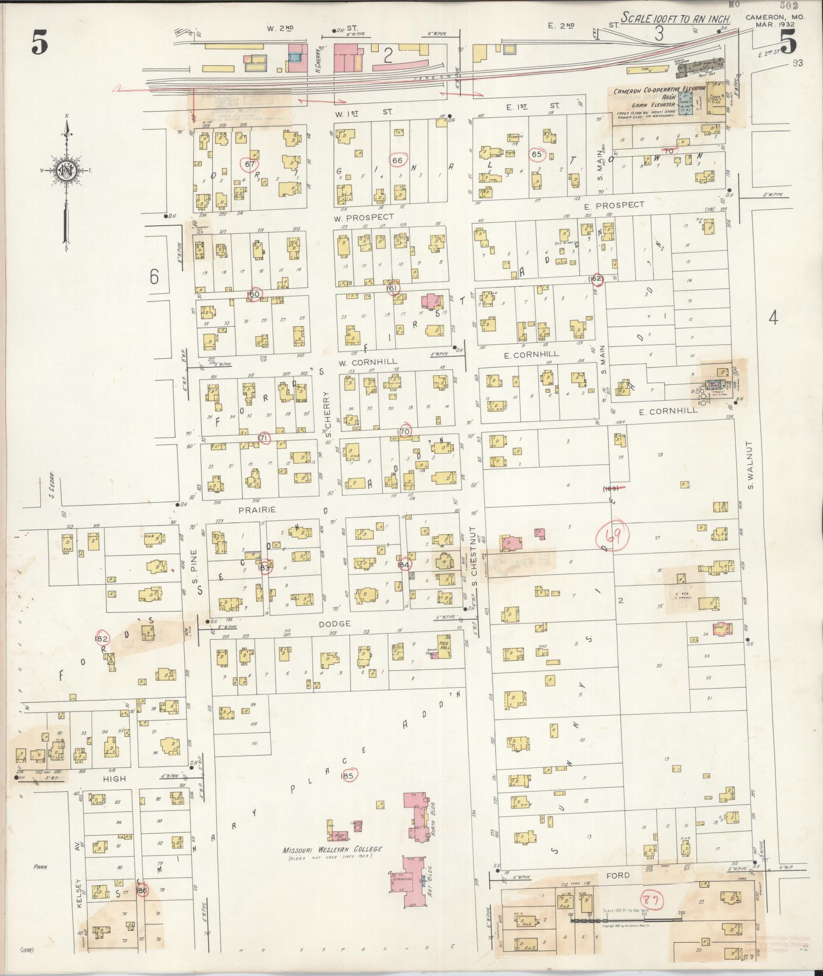 Sanborn Fire Insurance Map from Cameron, Clinton County, Missouri (1944), Sheet #0005 - Complete Map Set gallery image, historic Sanborn map, vintage wall art, Missouri Missouri
