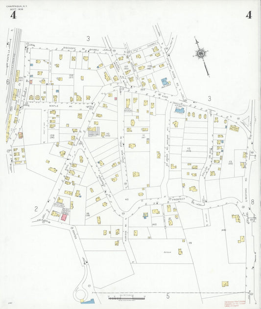 Sanborn Fire Insurance Map from Chappaqua, Westchester County, New York (1939), Sheet #0004 - Historic Sanborn Fire Insurance Map Print, vintage old map wall art, antique decor, genealogy gift, New York New York map