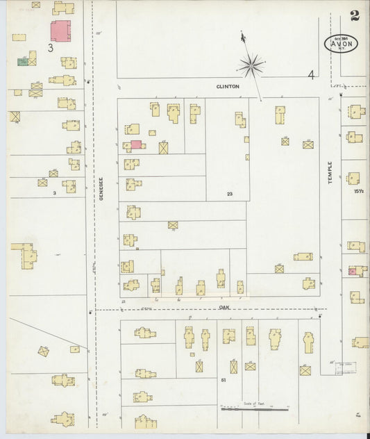 Sanborn Fire Insurance Map from Avon, Livingston County, New York (1904), Sheet #0002 - Historic Sanborn Fire Insurance Map Print, vintage old map wall art, antique decor, genealogy gift, New York New York map