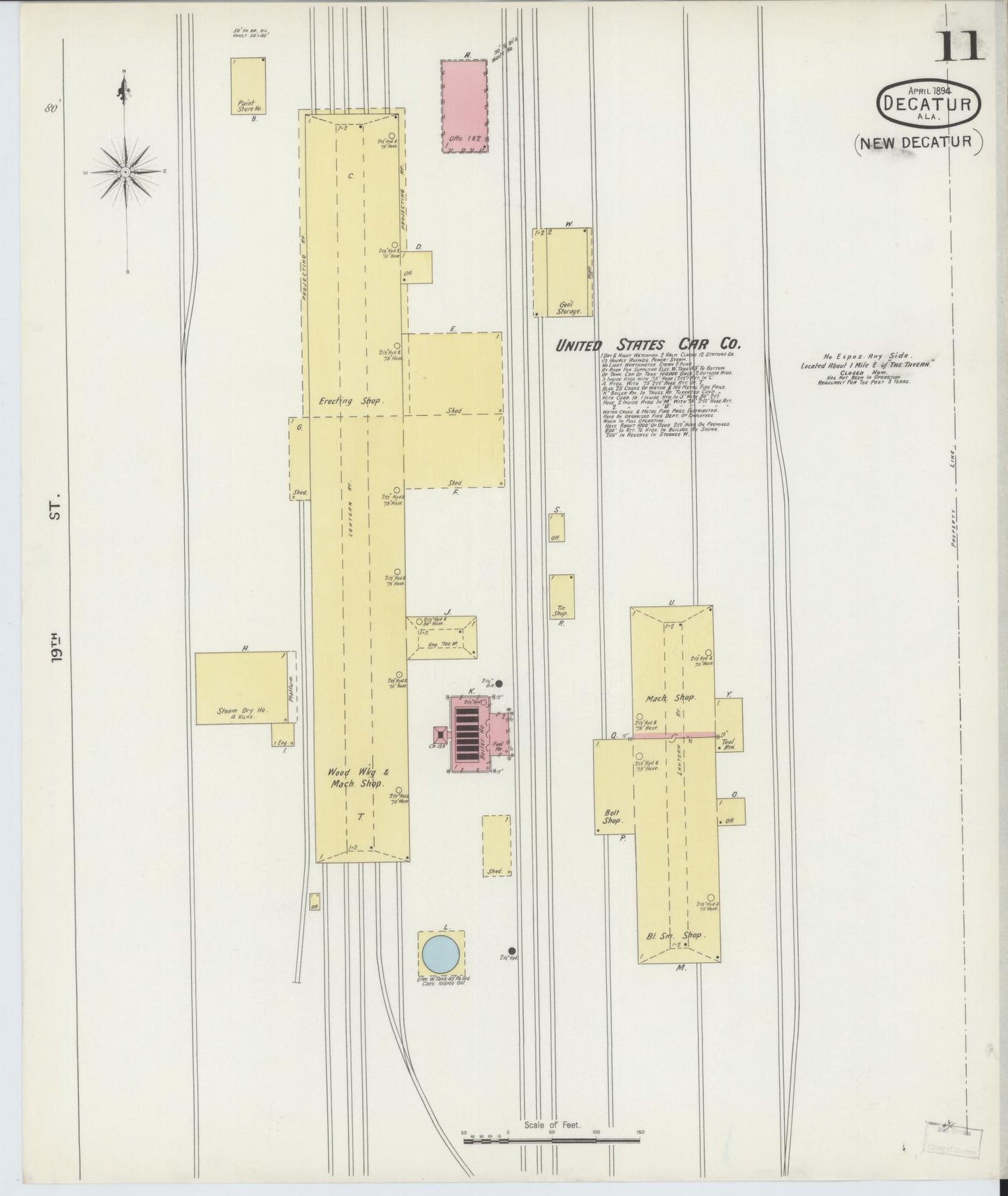 Sanborn Fire Insurance Map from Decatur, Morgan County, Alabama (1894), Sheet #0011 - Historic Sanborn Fire Insurance Map Print, vintage old map wall art, antique decor, genealogy gift, Alabama Alabama map