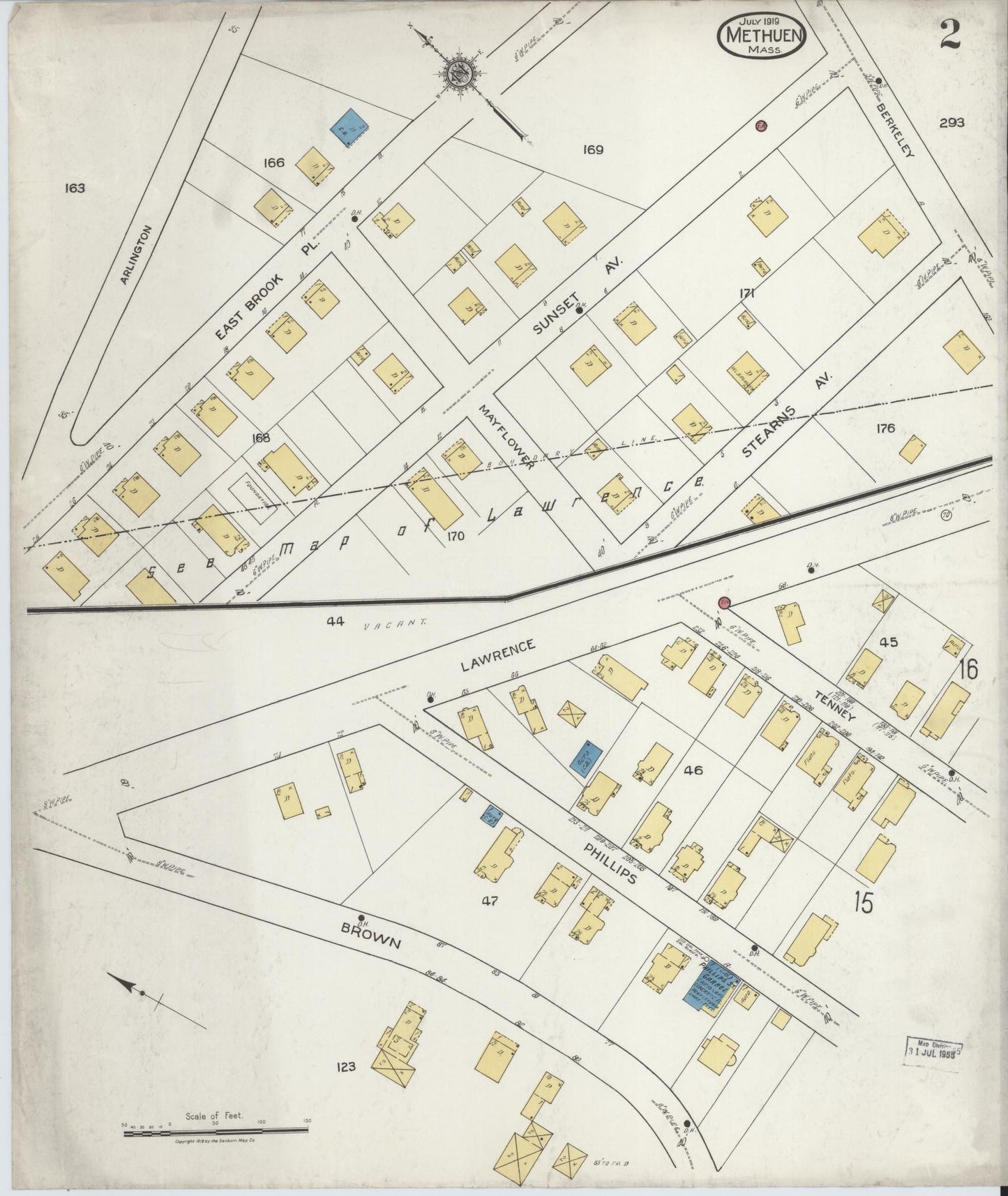 Sanborn Fire Insurance Map from Methuen, Essex County, Massachusetts (1919), Sheet #0002 - Complete Map Set gallery image, historic Sanborn map, vintage wall art, Massachusetts Massachusetts