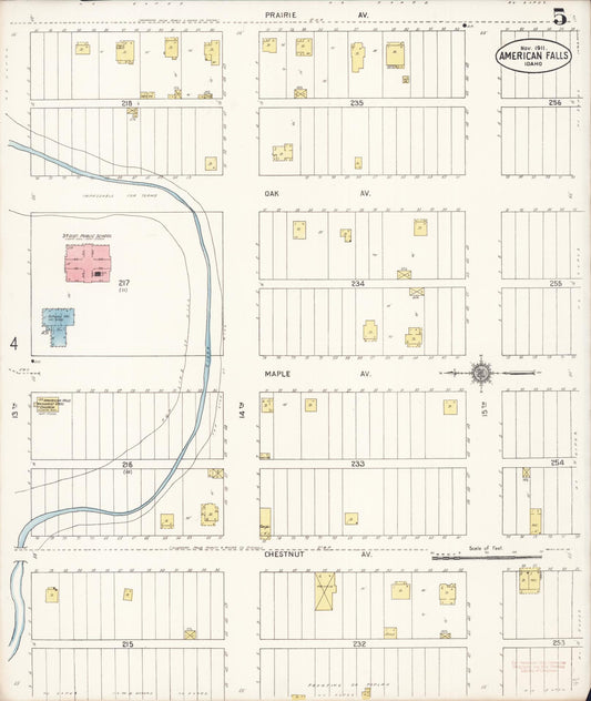 Sanborn Fire Insurance Map from American Falls, Power County, Idaho (1911), Sheet #0005 - Historic Sanborn Fire Insurance Map Print, vintage old map wall art, antique decor, genealogy gift, Idaho Idaho map