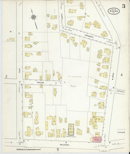 Sanborn Fire Insurance Map from Adams, Jefferson County, New York (1911), Sheet #0003 - Historic Sanborn Fire Insurance Map Print, vintage old map wall art, antique decor, genealogy gift, New York New York map