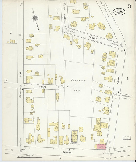 Sanborn Fire Insurance Map from Adams, Jefferson County, New York (1911), Sheet #0003 - Historic Sanborn Fire Insurance Map Print, vintage old map wall art, antique decor, genealogy gift, New York New York map