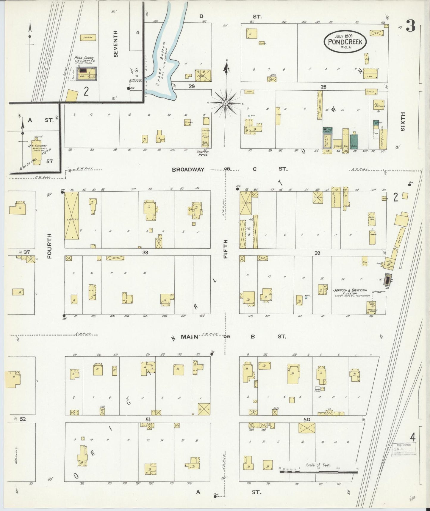 Sanborn Fire Insurance Map from Pond Creek, Grant County, Oklahoma (1909), Sheet #0003 - Historic Sanborn Fire Insurance Map Print, vintage old map wall art, antique decor, genealogy gift, Oklahoma Oklahoma map