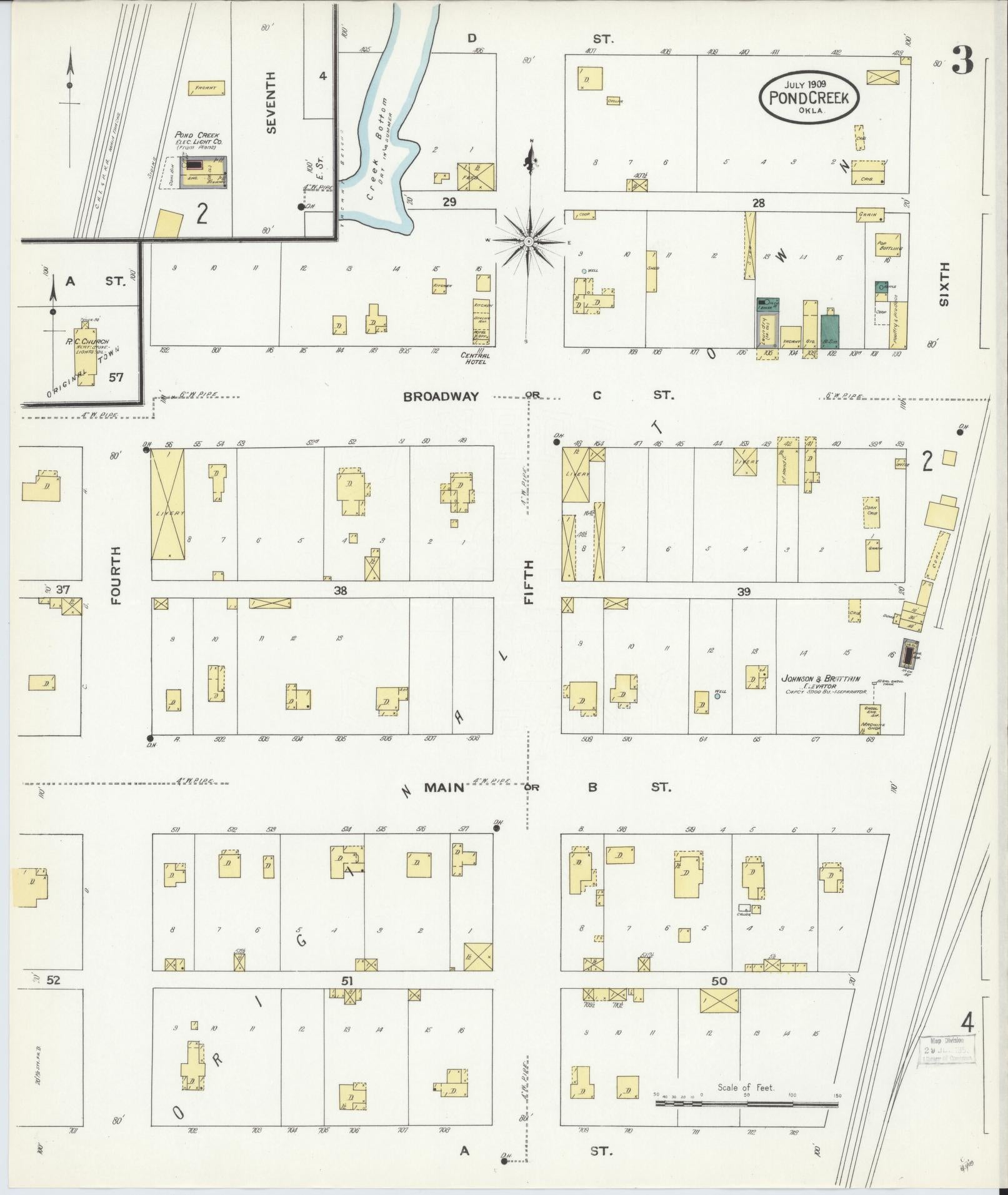 Sanborn Fire Insurance Map from Pond Creek, Grant County, Oklahoma (1909), Sheet #0003 - Historic Sanborn Fire Insurance Map Print, vintage old map wall art, antique decor, genealogy gift, Oklahoma Oklahoma map