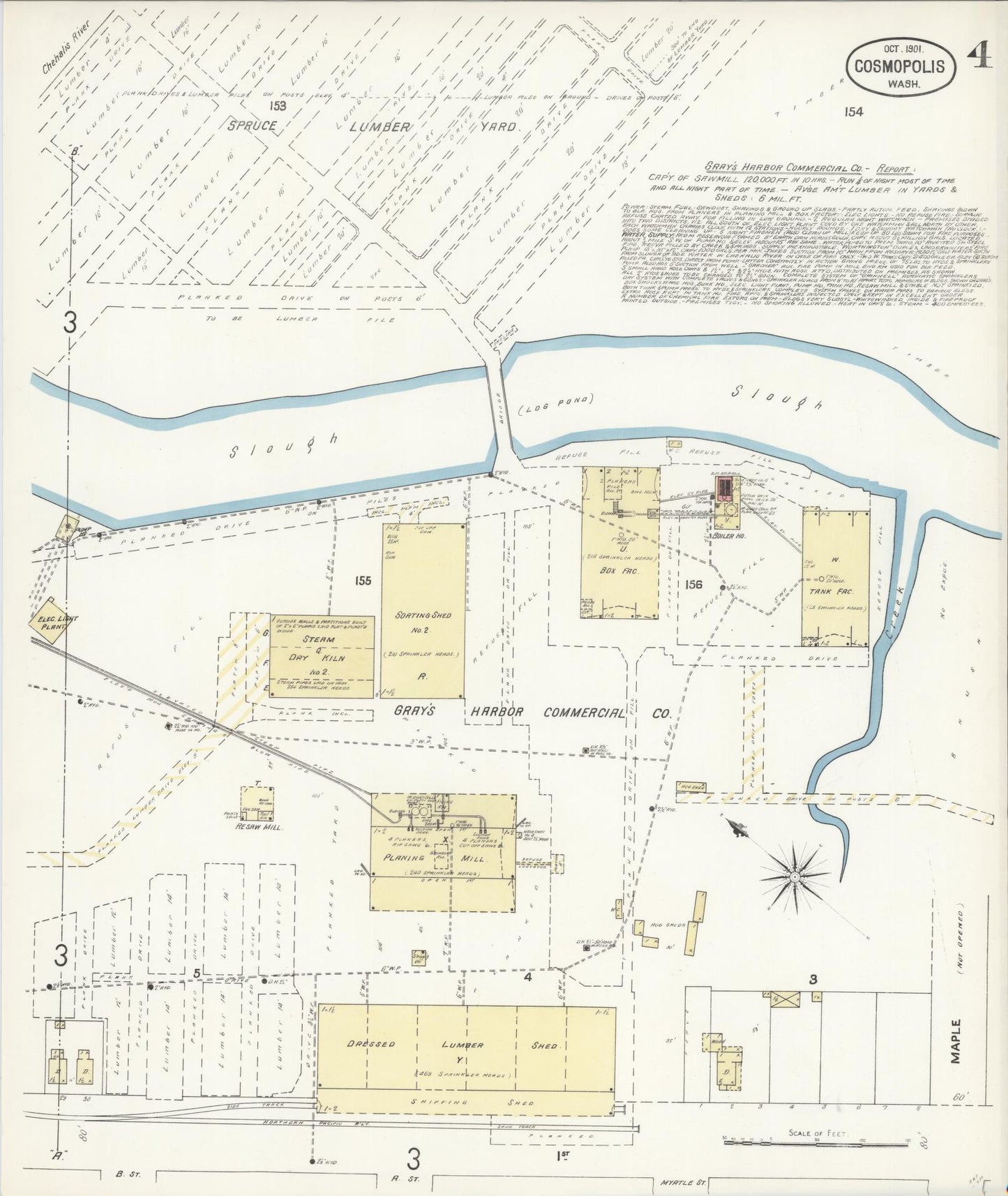 Sanborn Fire Insurance Map from Cosmopolis, Grays Harbor County, Washington (1901), Sheet #0004 - Complete Map Set gallery image, historic Sanborn map, vintage wall art, Washington Washington