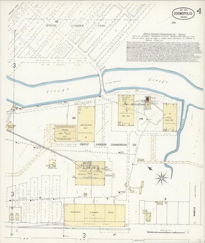 Sanborn Fire Insurance Map from Cosmopolis, Grays Harbor County, Washington (1901), Sheet #0004 - Complete Map Set gallery image, historic Sanborn map, vintage wall art, Washington Washington
