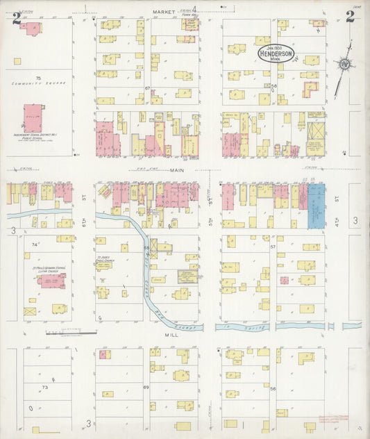 Sanborn Fire Insurance Map from Henderson, Sibley County, Minnesota (1930), Sheet #0002 - Historic Sanborn Fire Insurance Map Print, vintage old map wall art, antique decor, genealogy gift, Minnesota Minnesota map