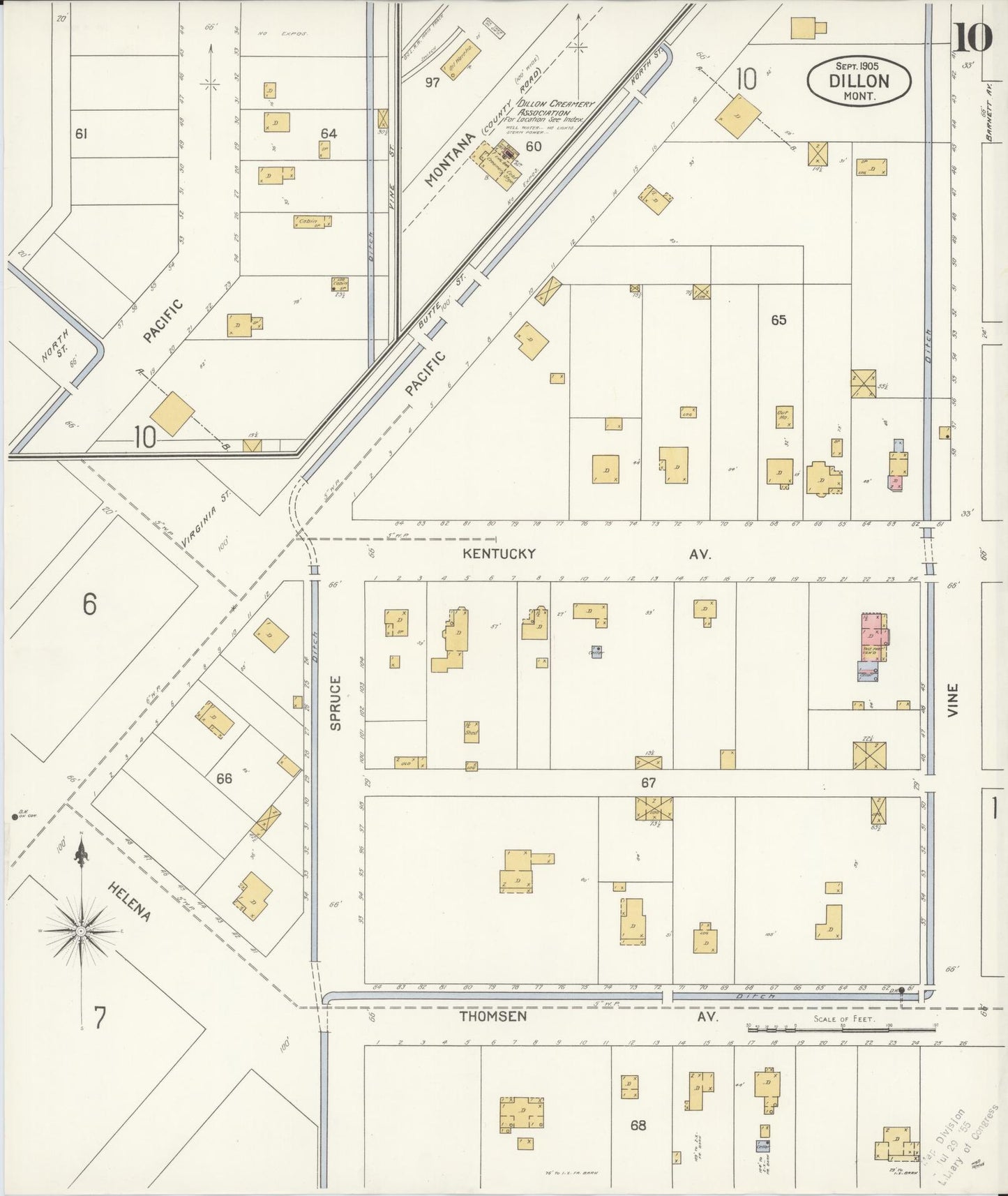 Sanborn Fire Insurance Map from Dillon, Beaverhead County, Montana (1905), Sheet #0010 - Complete Map Set gallery image, historic Sanborn map, vintage wall art, Montana Montana