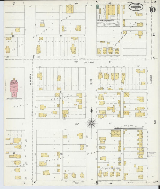 Sanborn Fire Insurance Map from Huron, Beadle County, South Dakota (1904), Sheet #0010 - Historic Sanborn Fire Insurance Map Print, vintage old map wall art, antique decor, genealogy gift, South Dakota South Dakota map
