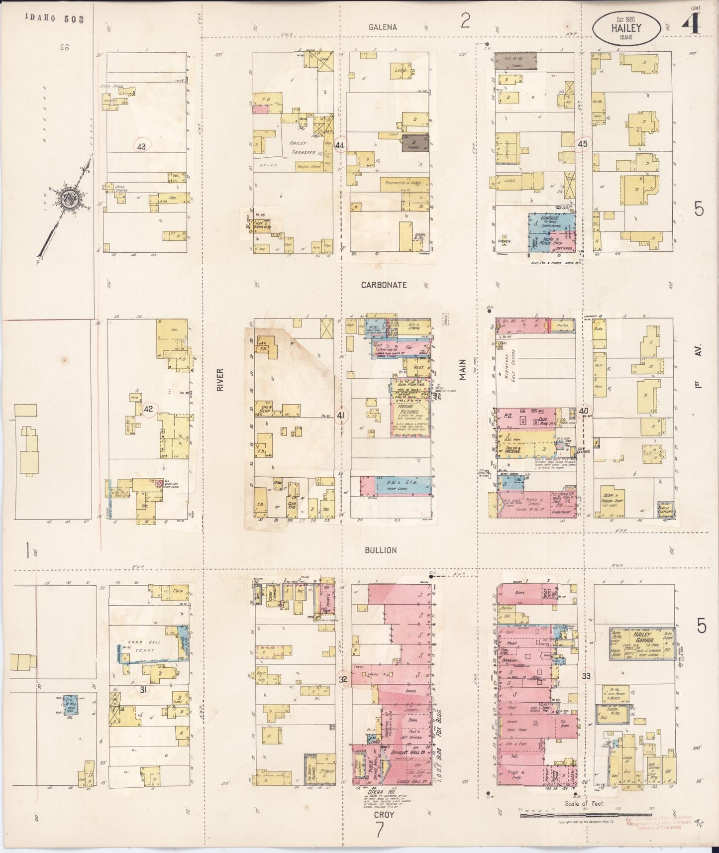 Sanborn Fire Insurance Map from Hailey, Blaine County, Idaho (1931), Sheet #0004 - Historic Sanborn Fire Insurance Map Print, vintage old map wall art, antique decor, genealogy gift, Idaho Idaho map