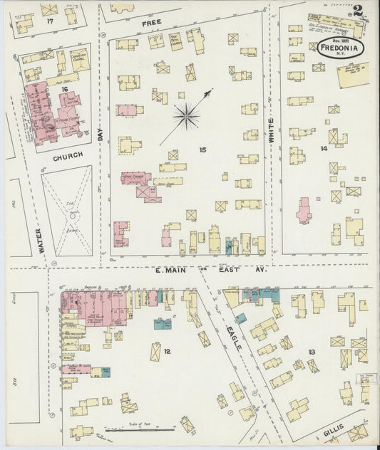 Sanborn Fire Insurance Map from Fredonia, Chautauqua County, New York (1891), Sheet #0002 - Historic Sanborn Fire Insurance Map Print, vintage old map wall art, antique decor, genealogy gift, New York New York map