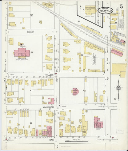 Sanborn Fire Insurance Map from Shelbyville, Shelby County, Kentucky (1916), Sheet #0005 - Complete Map Set gallery image, historic Sanborn map, vintage wall art, Kentucky Kentucky