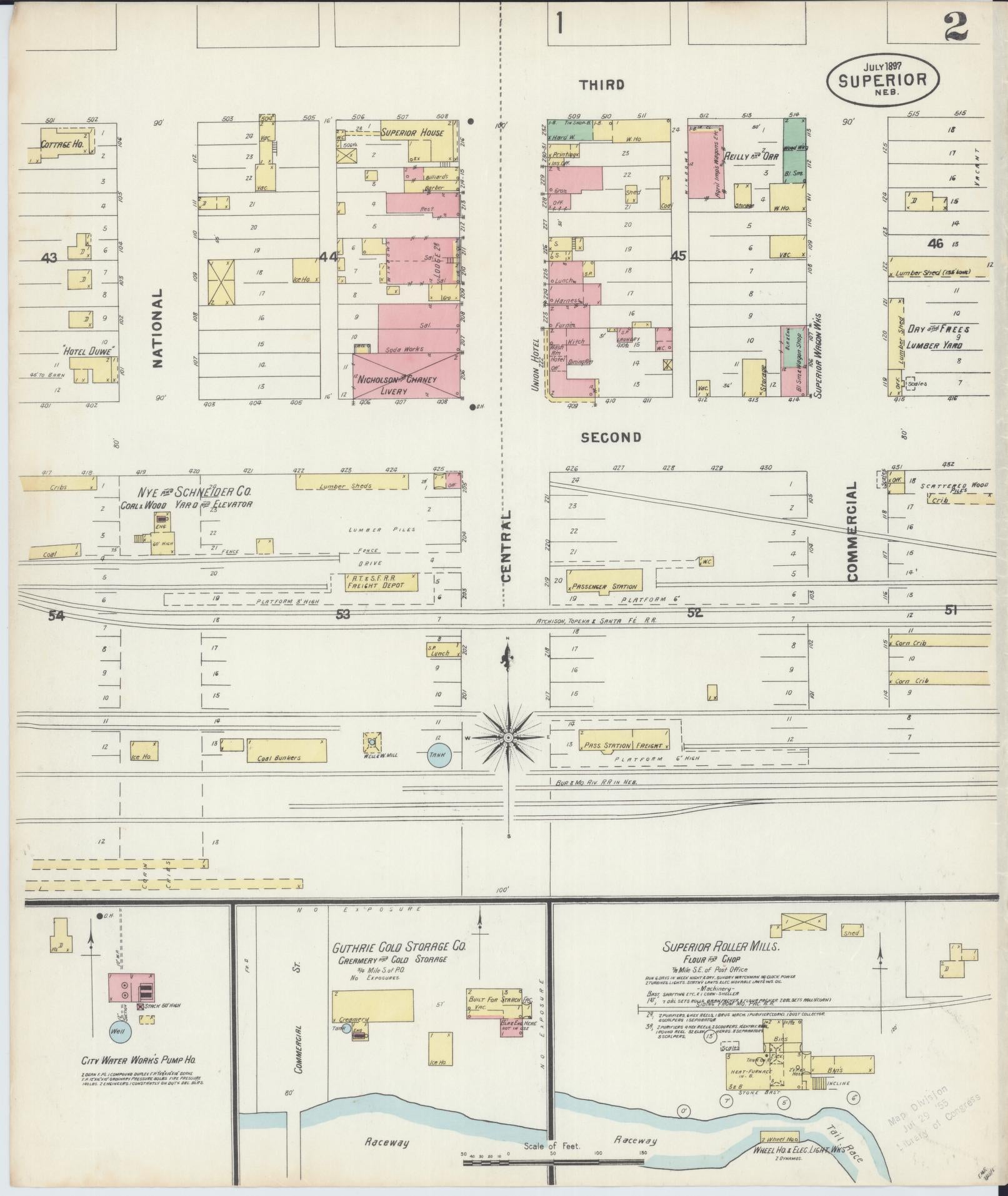 Sanborn Fire Insurance Map from Superior, Nuckolls County, Nebraska (1897), Sheet #0002 - Complete Map Set gallery image, historic Sanborn map, vintage wall art, Nebraska Nebraska