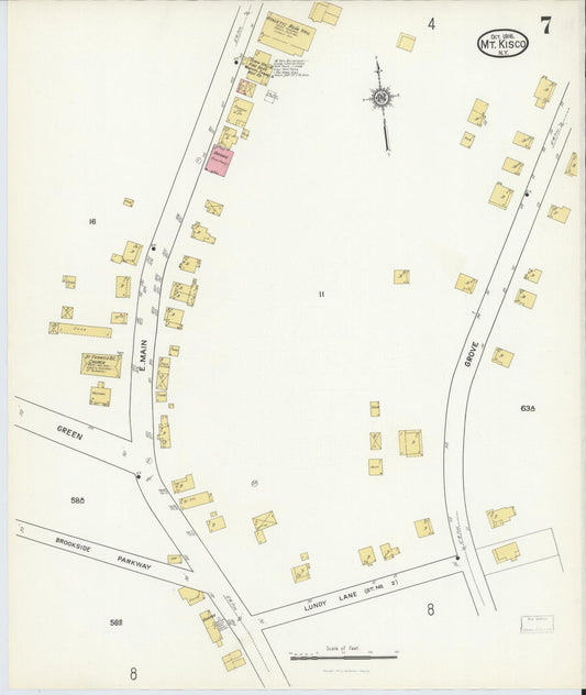 Sanborn Fire Insurance Map from Mount Kisco, Westchester County, New York (1916), Sheet #0007 - Historic Sanborn Fire Insurance Map Print, vintage old map wall art, antique decor, genealogy gift, New York New York map