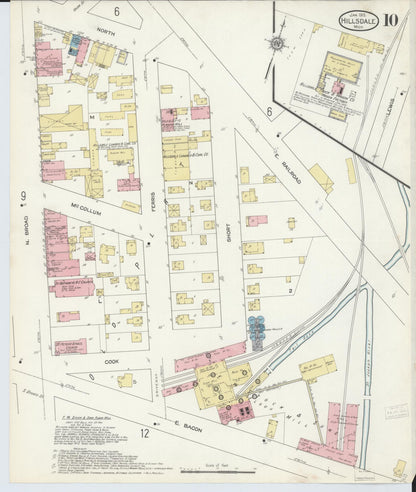 Sanborn Fire Insurance Map from Hillsdale, Hillsdale County, Michigan (1913), Sheet #0010 - Complete Map Set gallery image, historic Sanborn map, vintage wall art, Michigan Michigan