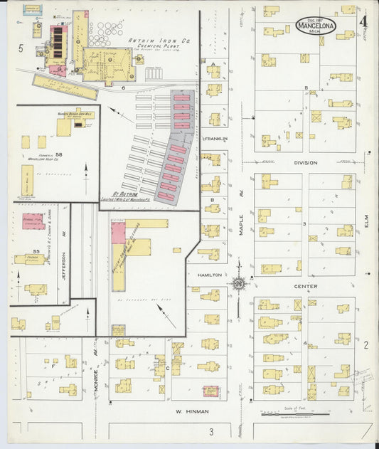 Sanborn Fire Insurance Map from Mancelona, Antrim County, Michigan (1917), Sheet #0004 - Historic Sanborn Fire Insurance Map Print, vintage old map wall art, antique decor, genealogy gift, Michigan Michigan map