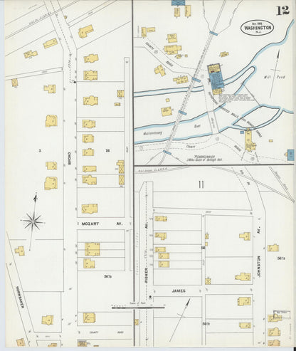 Sanborn Fire Insurance Map from Washington, Warren County, New Jersey (1902), Sheet #0012 - Complete Map Set gallery image, historic Sanborn map, vintage wall art, Washington Washington