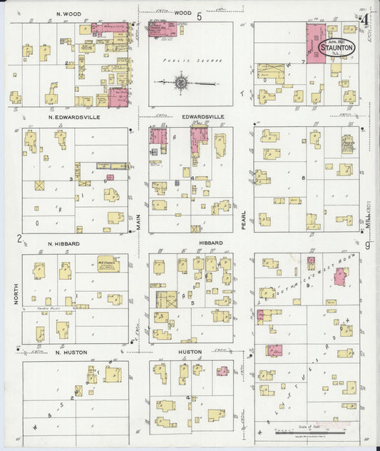 Sanborn Fire Insurance Map from Staunton, Macoupin County, Illinois (1921), Sheet #0004 - Historic Sanborn Fire Insurance Map Print, vintage old map wall art, antique decor, genealogy gift, Illinois Illinois map