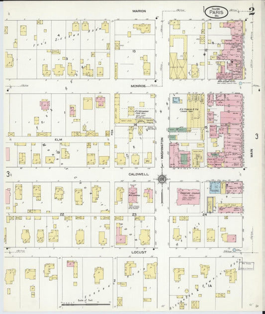 Sanborn Fire Insurance Map from Paris, Monroe County, Missouri (1910), Sheet #0002 - Historic Sanborn Fire Insurance Map Print, vintage old map wall art, antique decor, genealogy gift, Missouri Missouri map