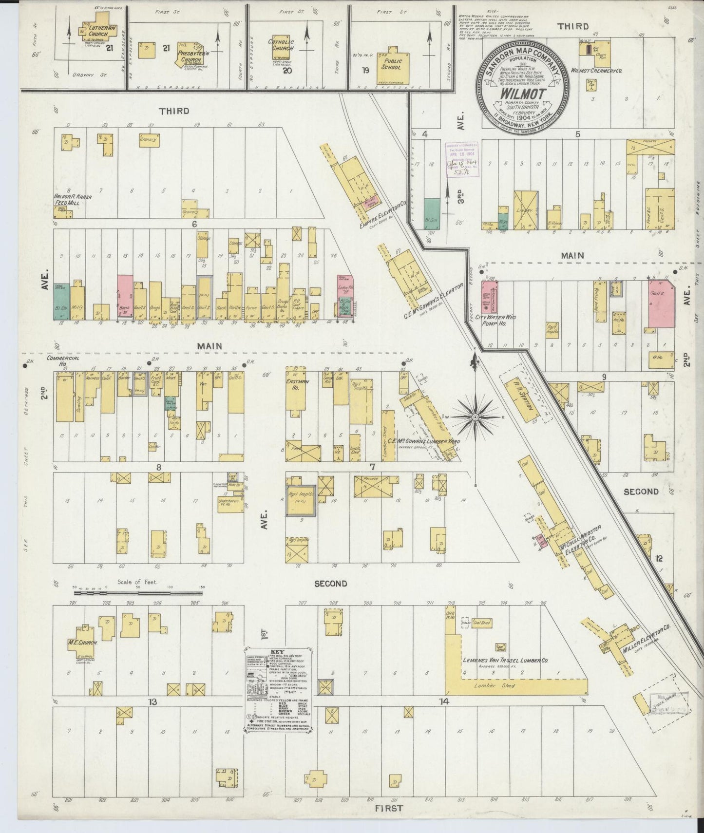 Sanborn Fire Insurance Map from Wilmot, Roberts County, South Dakota. (1904) – Historic Sanborn Fire Insurance Map Print