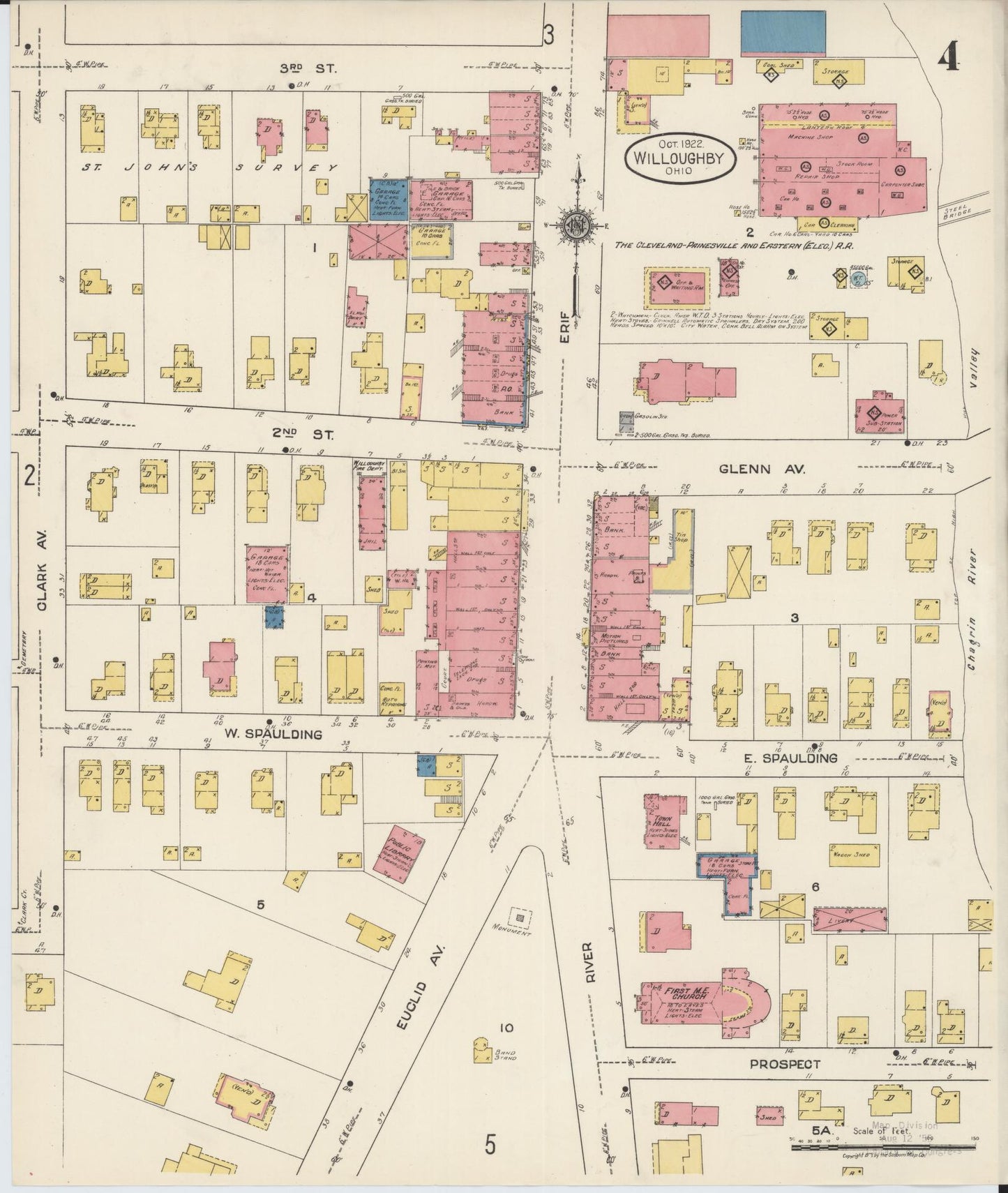 Sanborn Fire Insurance Map from Willoughby, Lake County, Ohio (1922), Sheet #0004 - Complete Map Set gallery image, historic Sanborn map, vintage wall art, Ohio Ohio
