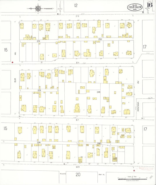 Sanborn Fire Insurance Map from Coeur D'alene, Kootenai County, Idaho (1921), Sheet #0016 - Historic Sanborn Fire Insurance Map Print, vintage old map wall art, antique decor, genealogy gift, Idaho Idaho map