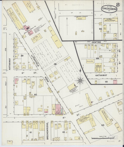 Sanborn Fire Insurance Map from Owensboro, Daviess County, Kentucky (1890), Sheet #0008 - Complete Map Set gallery image, historic Sanborn map, vintage wall art, Kentucky Kentucky
