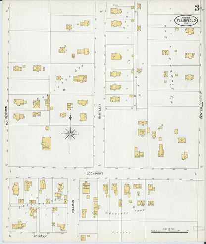 Sanborn Fire Insurance Map from Plainfield, Will County, Illinois (1898), Sheet #0003 - Complete Map Set gallery image, historic Sanborn map, vintage wall art, Illinois Illinois